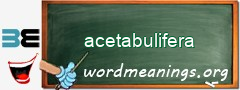 WordMeaning blackboard for acetabulifera
